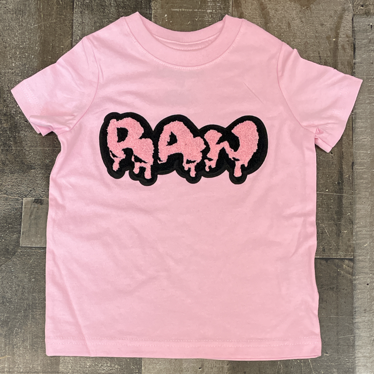 Rawyalty- drippy raw chenille patch ss tee (pink)(kids)