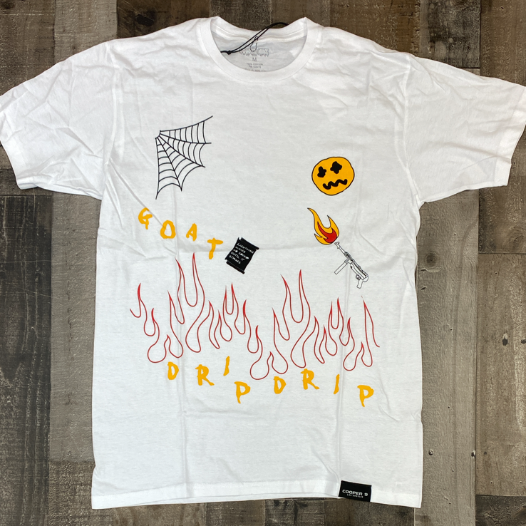 Cooper 9- “flame on drip” ss tee (white)