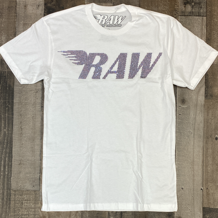 Rawyalty- studded raw ss tee (white/purple)