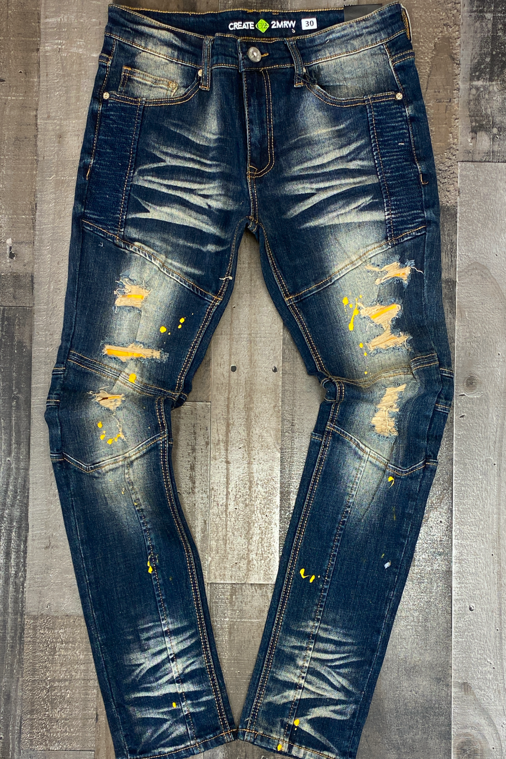 Create Tmrw- Moto color patch jeans