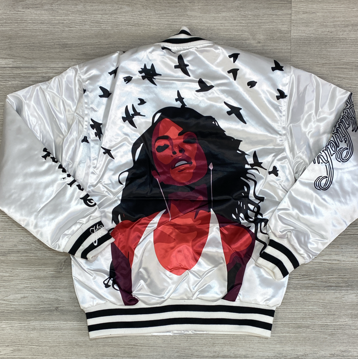 
                  
                    Headgear Classics- Aaliyah white satin jacket
                  
                