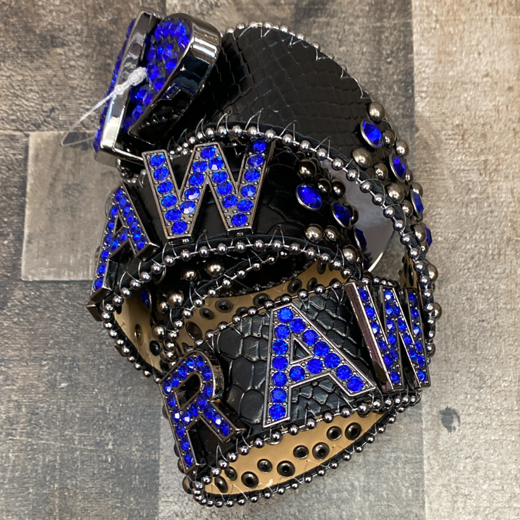 
                  
                    Rawyalty- raw studded belt (black/blue)
                  
                