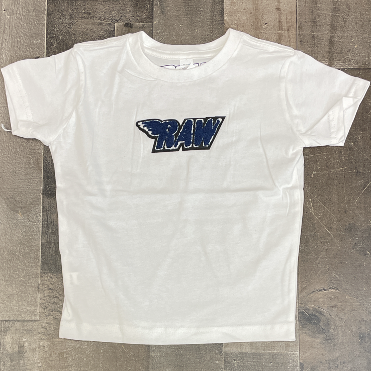 Rawyalty- raw chenille patch ss tee (white/navy) (kids)