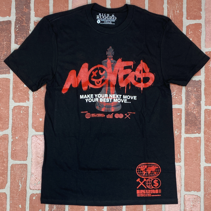 Rich & Rugged- moves ss tee (black/red)