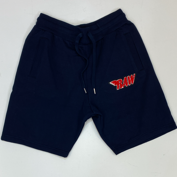 Rawyalty-small raw chenille patch shorts