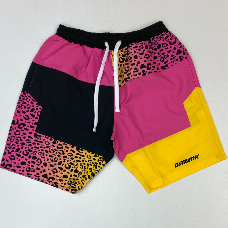 Outrank- tropic cheetah nylon city shorts