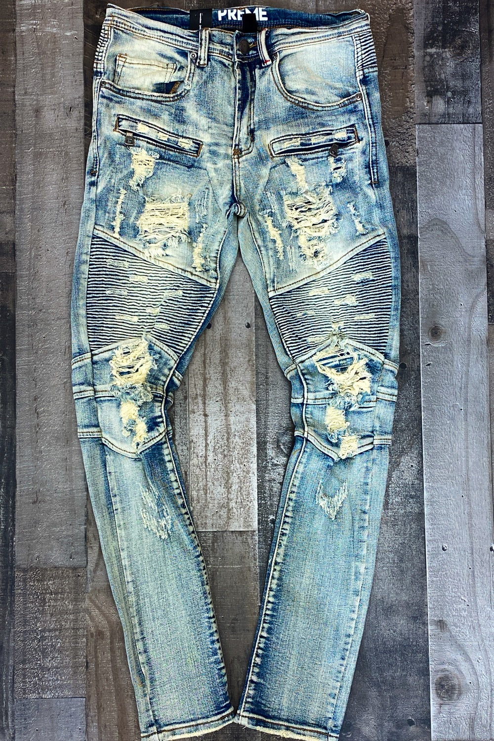 Preme- faded indigo jeans