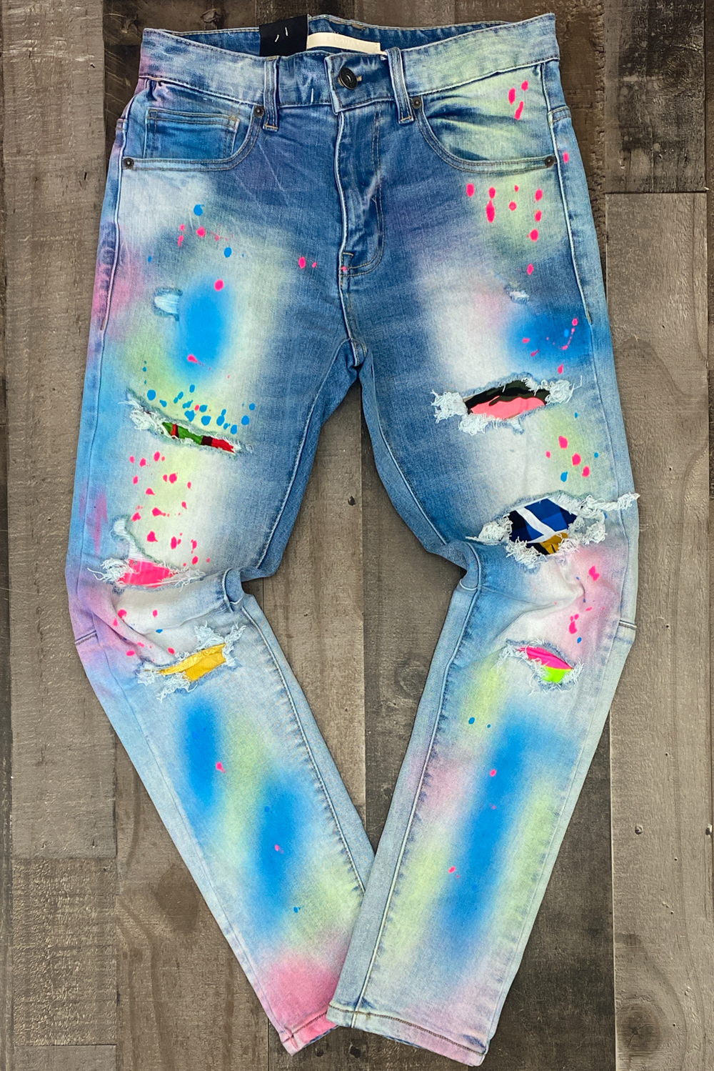 Kloud 9- premium span jeans w/multi color spray