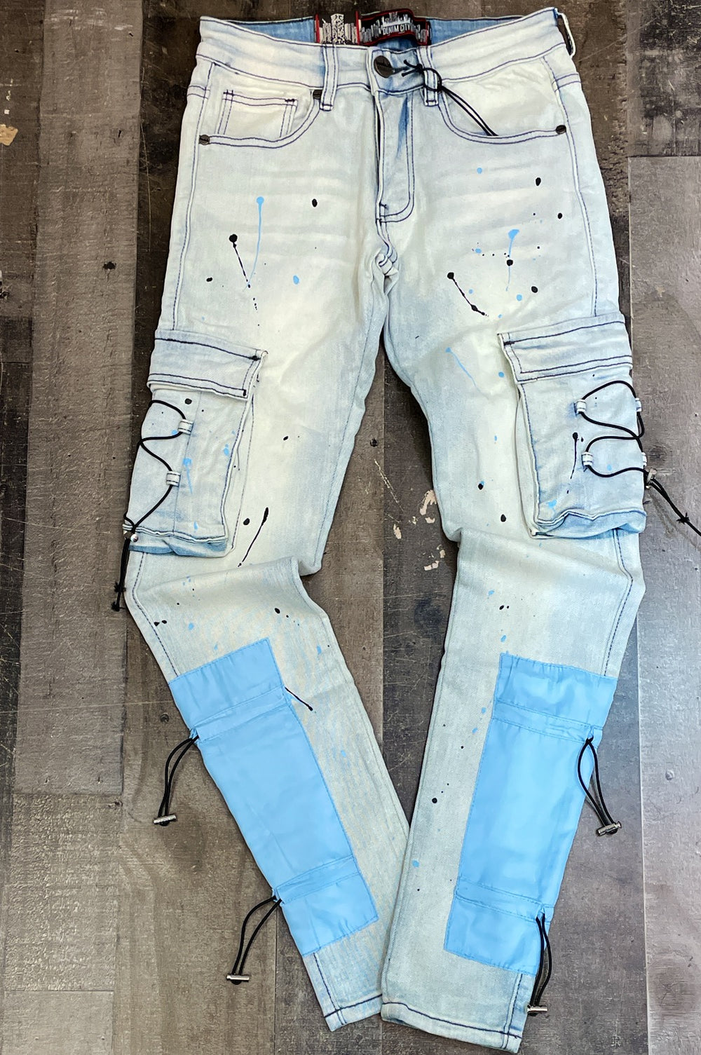 DENIMiCITY- light blue wash tactical cargo jeans