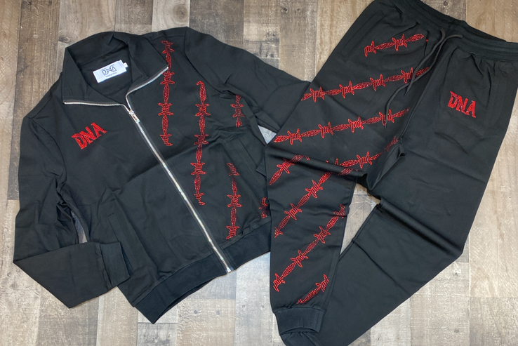 Dna Premium Wear- studded wire tracksuit (black/red)