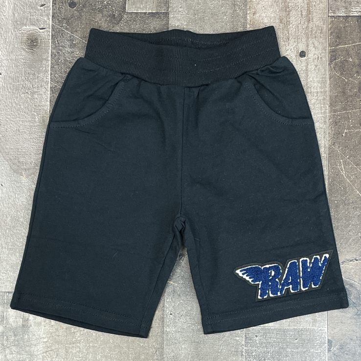 Rawyalty- raw chenille patch shorts (black/navy) (kids)