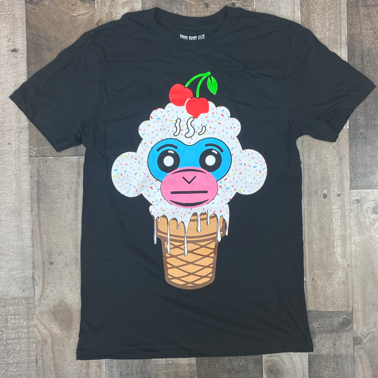 Never broke again- ice cream monkey ss tee (black)