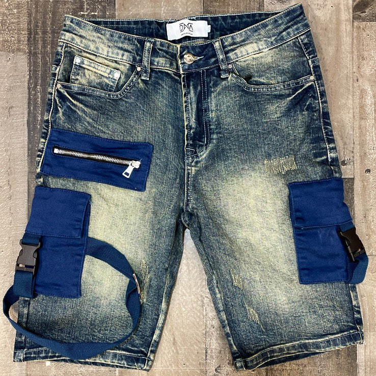 DNA premium wear- denim cargo shorts (blue pockets)