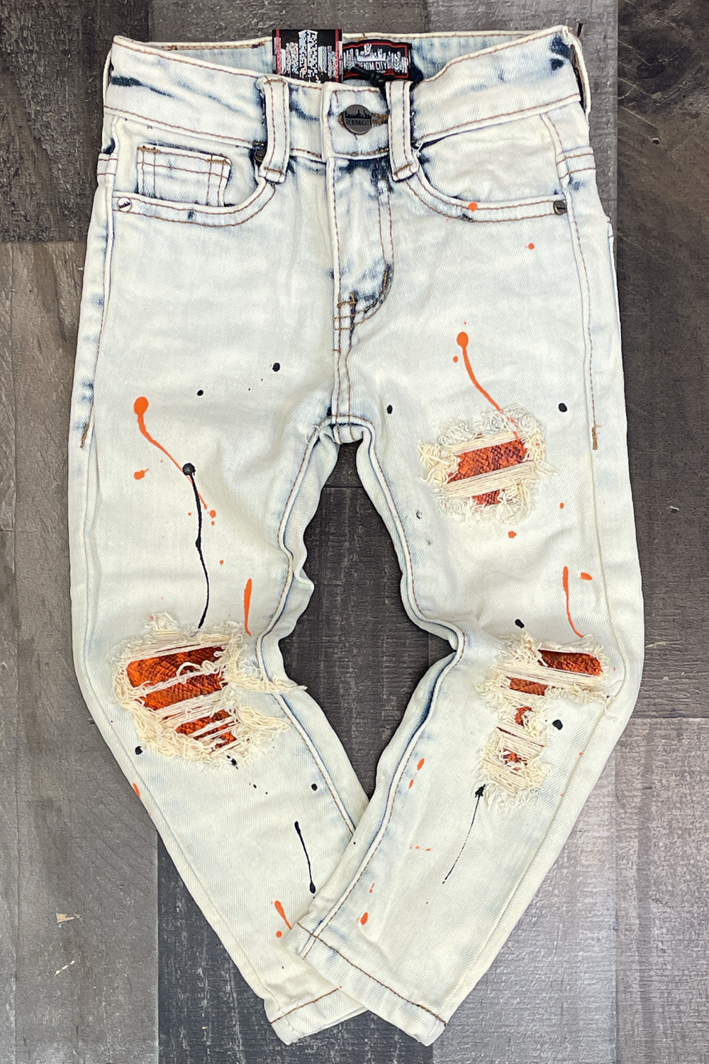 DENIMiCITY-  snakeskin patch denim jeans (orange)  (kids)