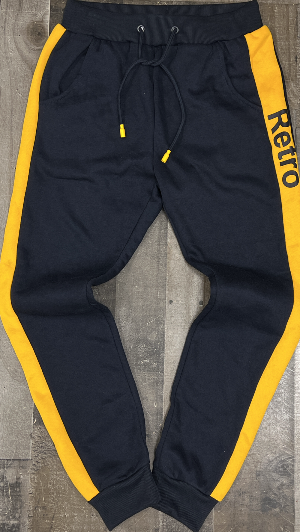 Retro- fine crew sweatpants (Navy/Yellow)