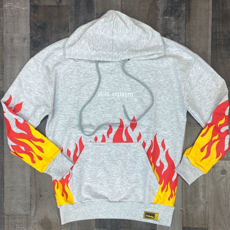 
                  
                    Plus Eighteen- fire hoodie (grey)
                  
                