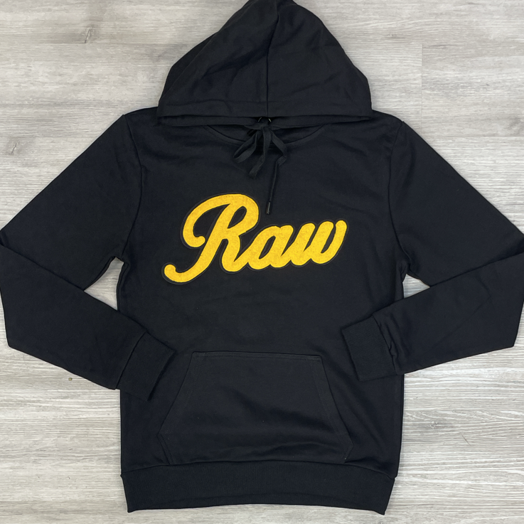 Rawyalty - cursive raw hoodie (black/yellow)