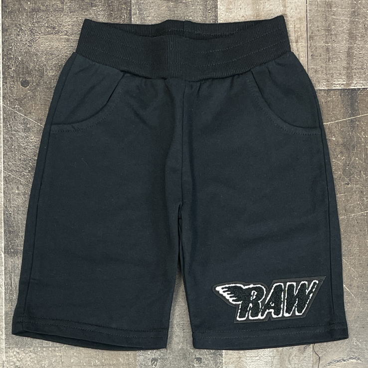 Rawyalty- raw chenille patch shorts (black/black) (kids)
