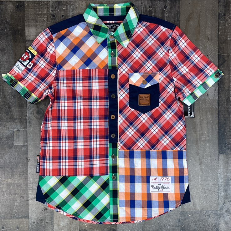Heritage America - flannel button up ss tee