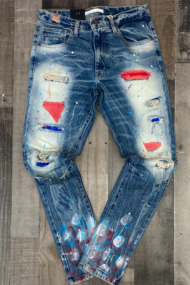 Kloud 9- premium span jeans w/patches
