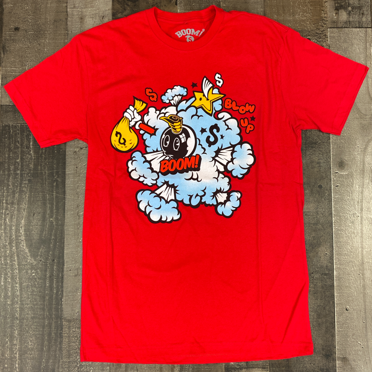 BOOM- blow up & get rich smoke cloud ss tee (red)