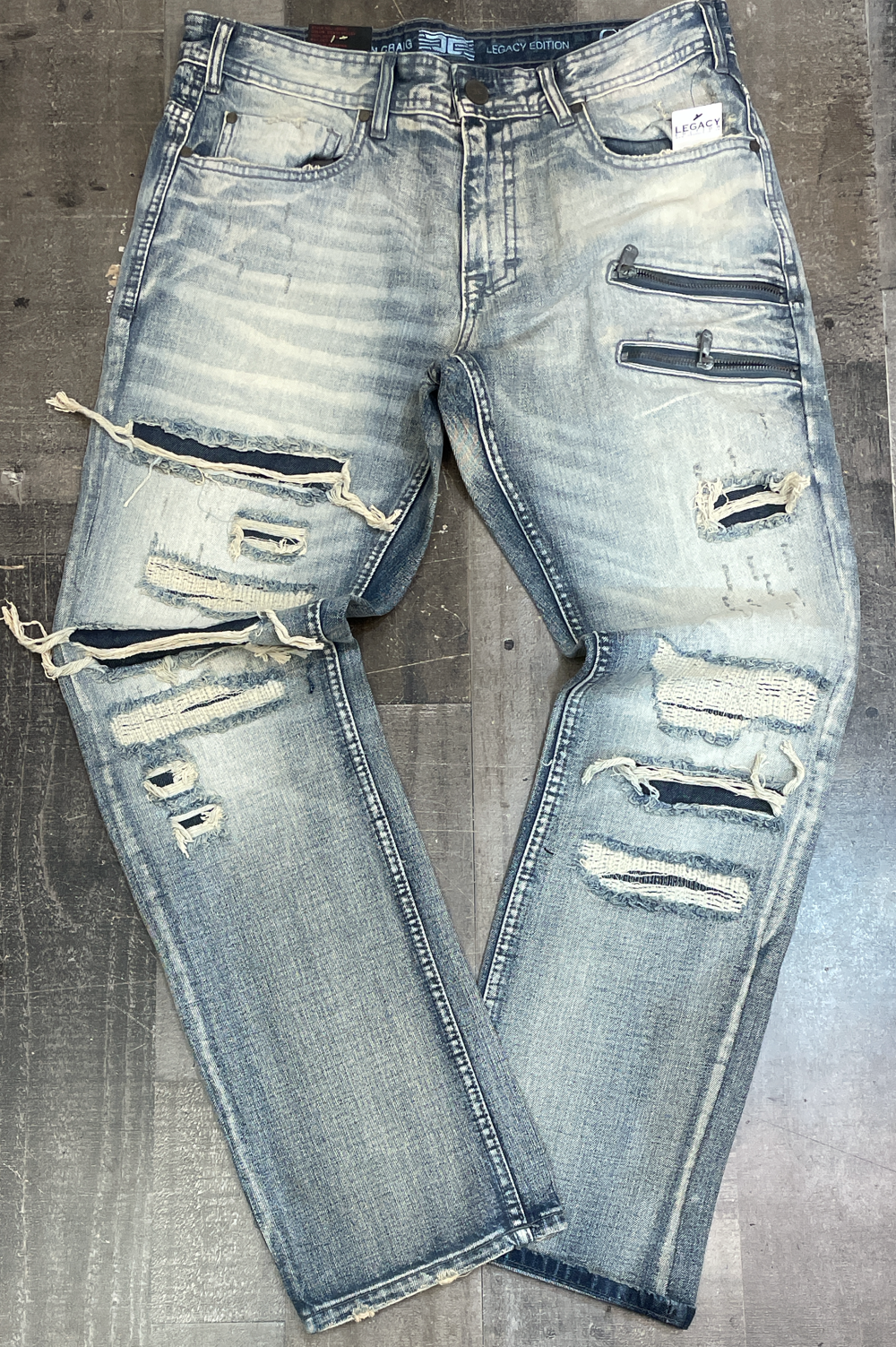Jordan Craig- shredded patched jeans