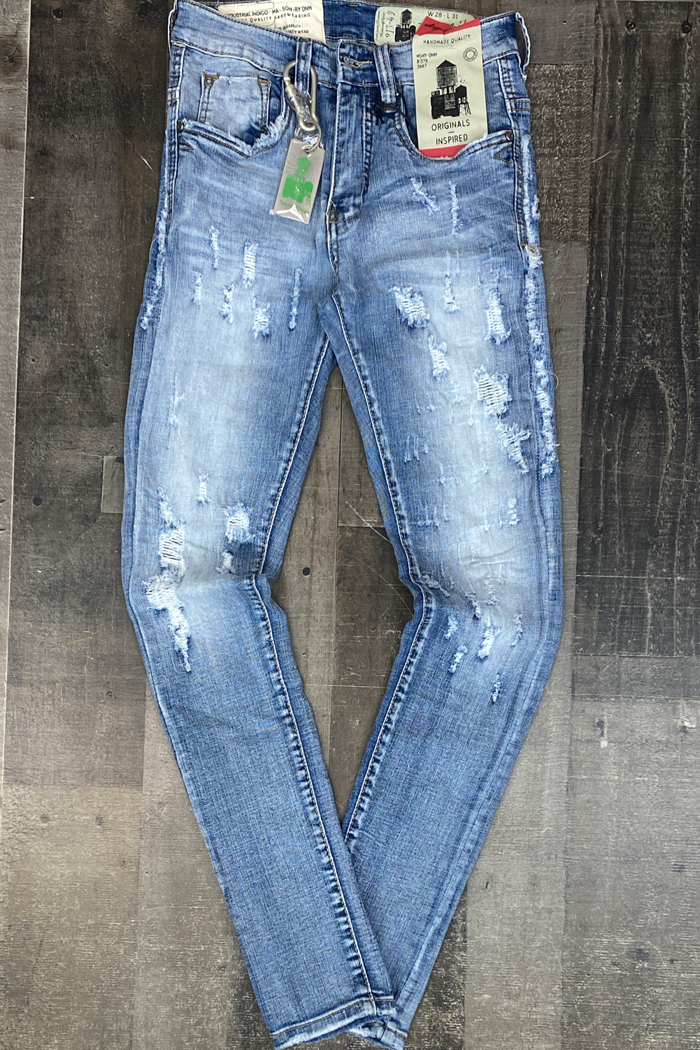Industrial Indigo - basic shredded denim jeans