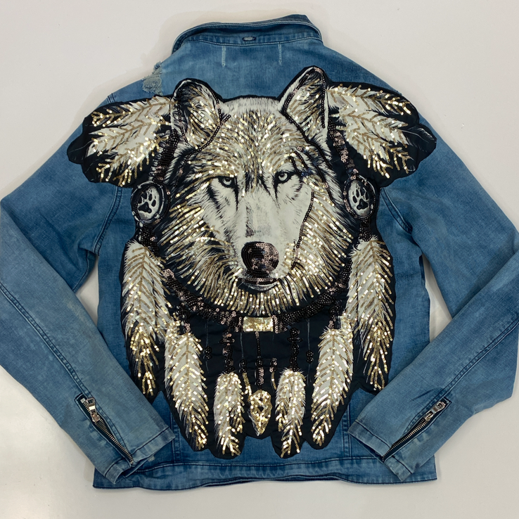 
                  
                    Rawyalty- shiny wolf jean jacket
                  
                
