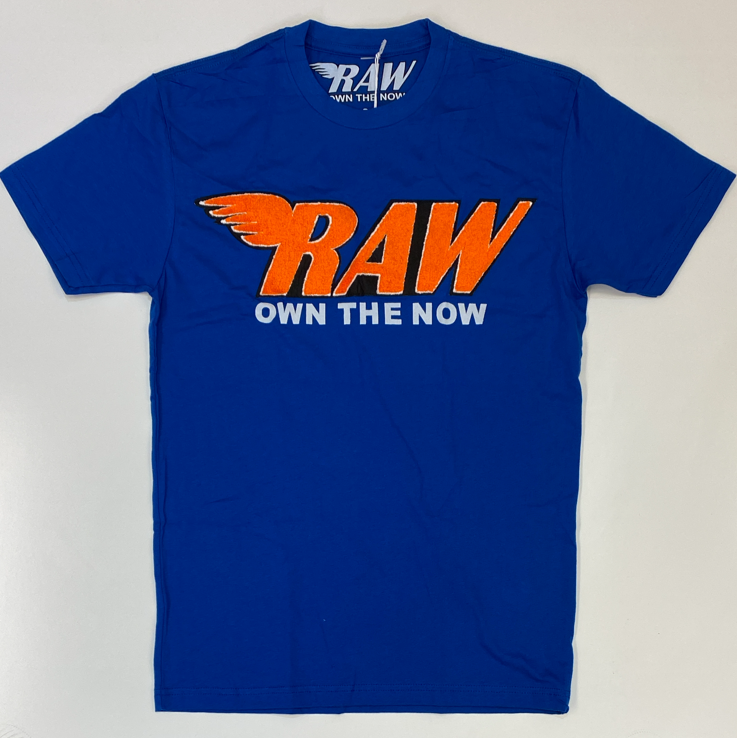 Rawyalty- raw chenille patch ss tee(blue/orange)