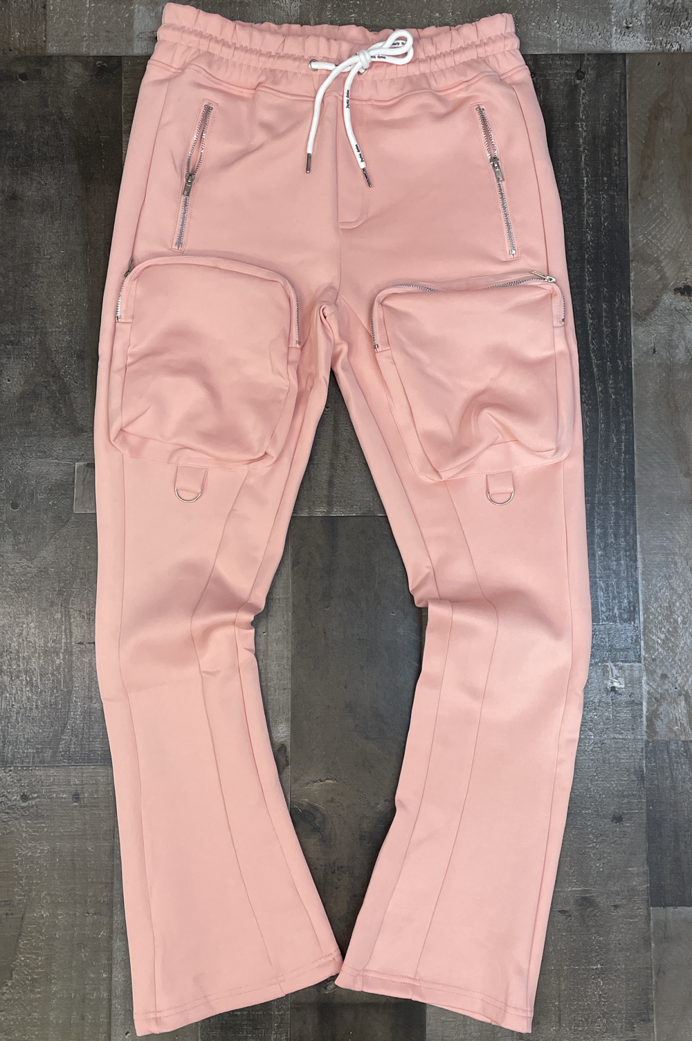 Motive Denim- Cargo stacked track pants (pink)