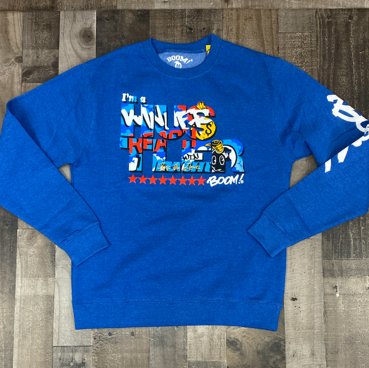 BOOM- original hustler sweatshirt (blue)