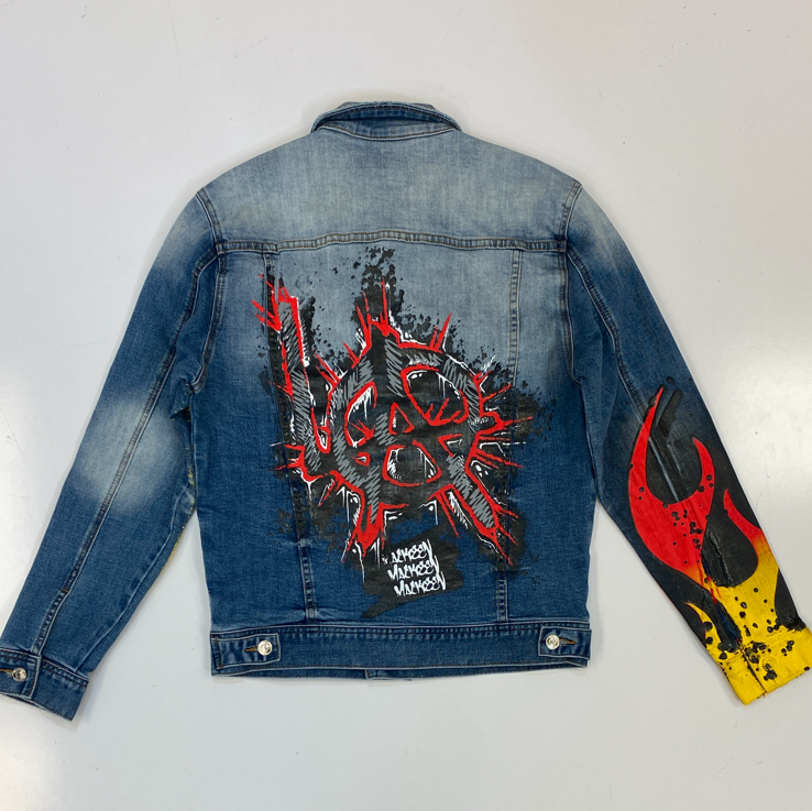 
                  
                    Mackeen- anarchy printed denim jacket (blue)
                  
                