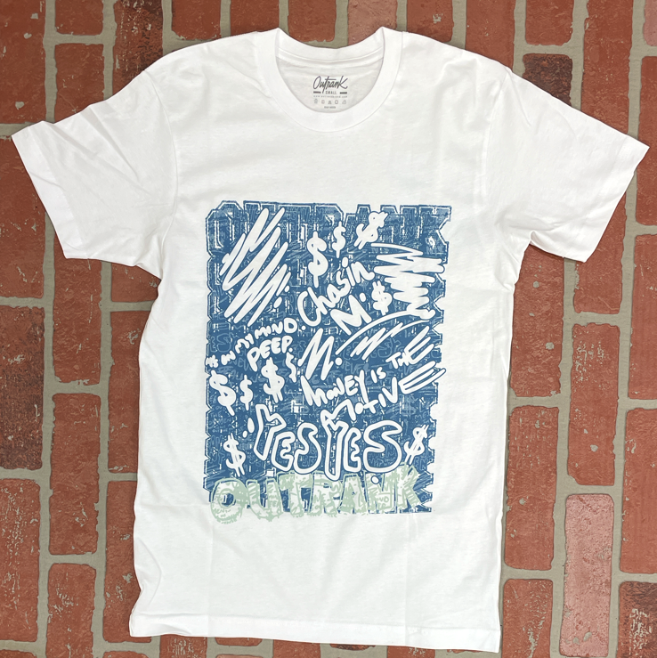 Outrank- money is the motive ss tee (white/blue)