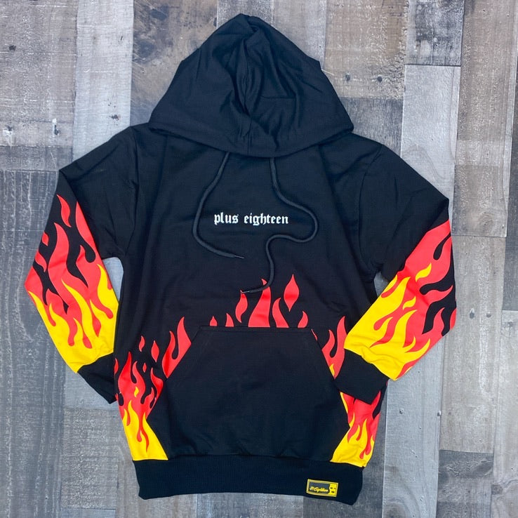 Plus Eighteen- fire hoodie (black)