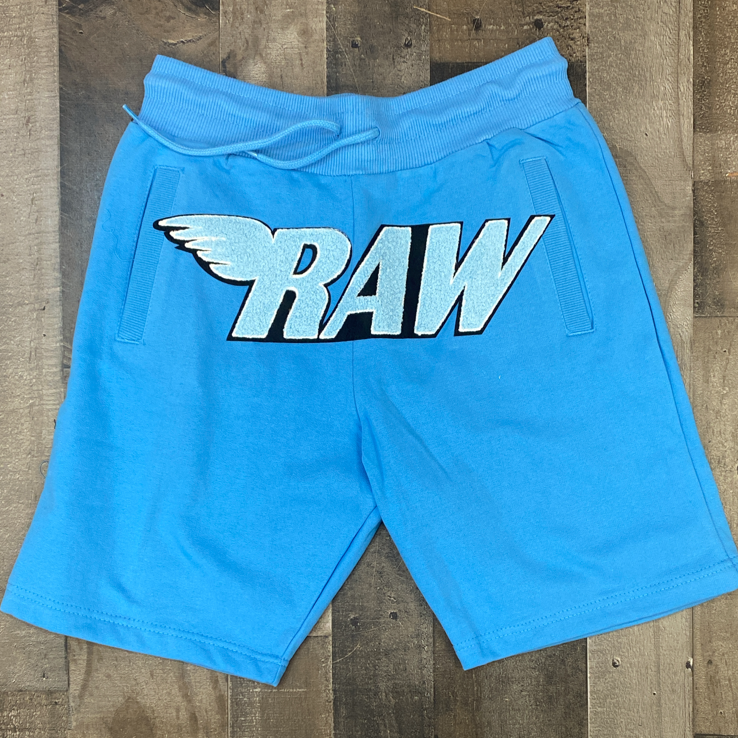 Rawyalty-raw chenille patch shorts (blue/white)