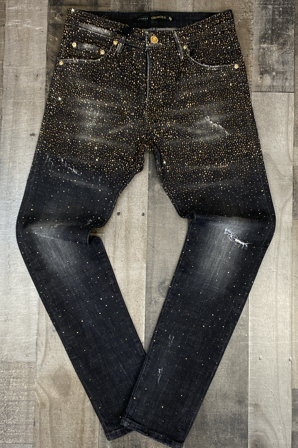 George V- studded skater jeans (black/gold)