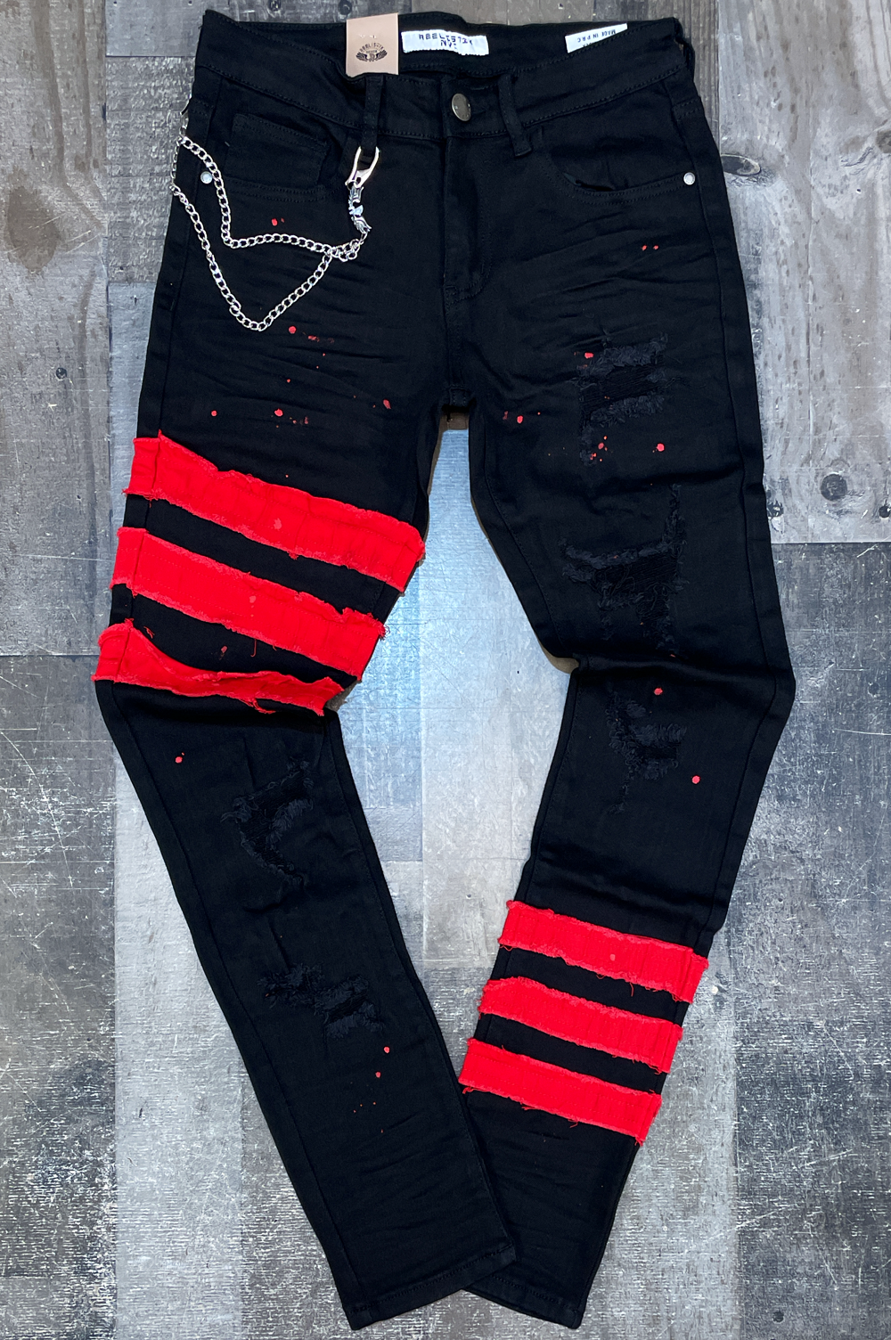Reelistik-  red striped jeans (black)