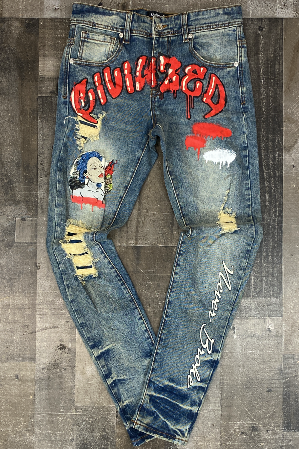 Civilized- never broke ripped denim jeans