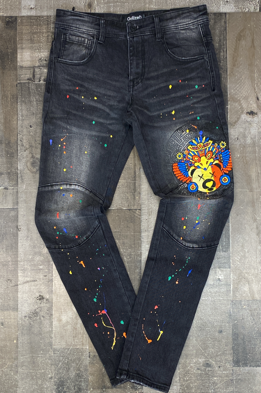 Civilized- splash bear denim jeans