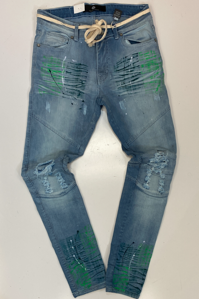 
                  
                    Focus- paint splatter shredded denim jeans
                  
                