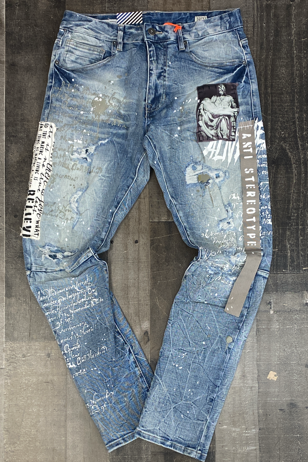 Smoke rise- collage patch jeans