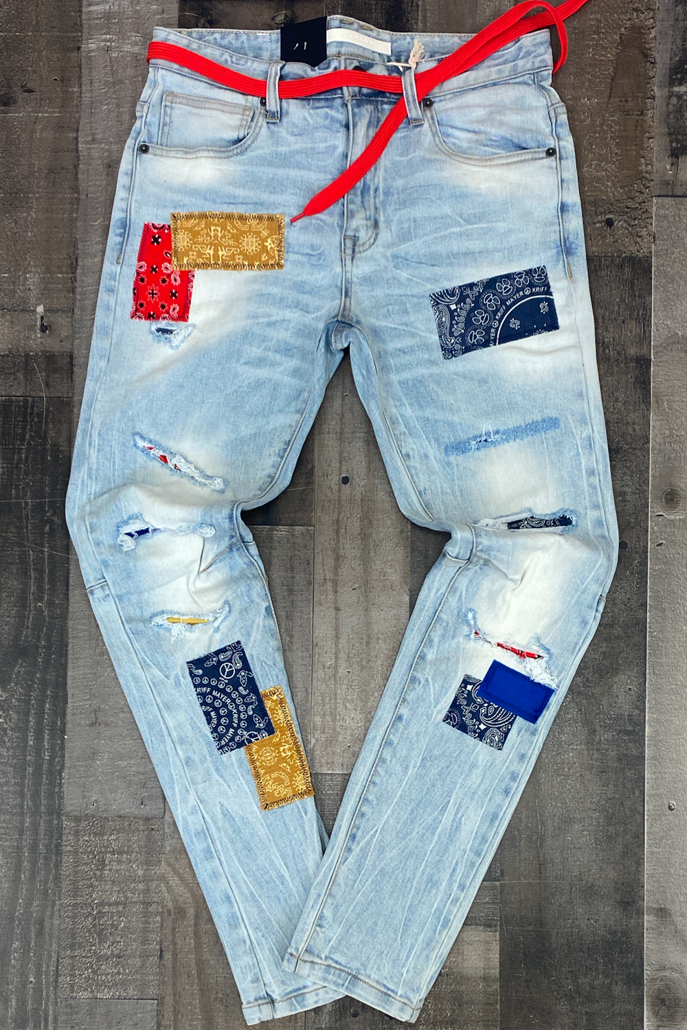Kloud 9- premium span jeans w/bandana patches (lt.blue)