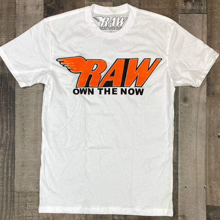 Rawyalty-raw own the now chenille patch ss tee (white/orange)