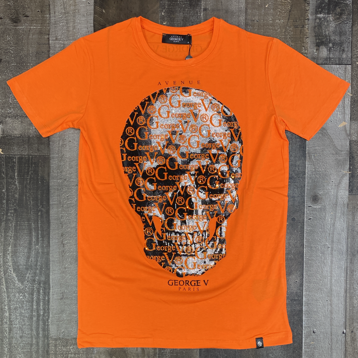 George V- logo skull studded ss tee (orange)