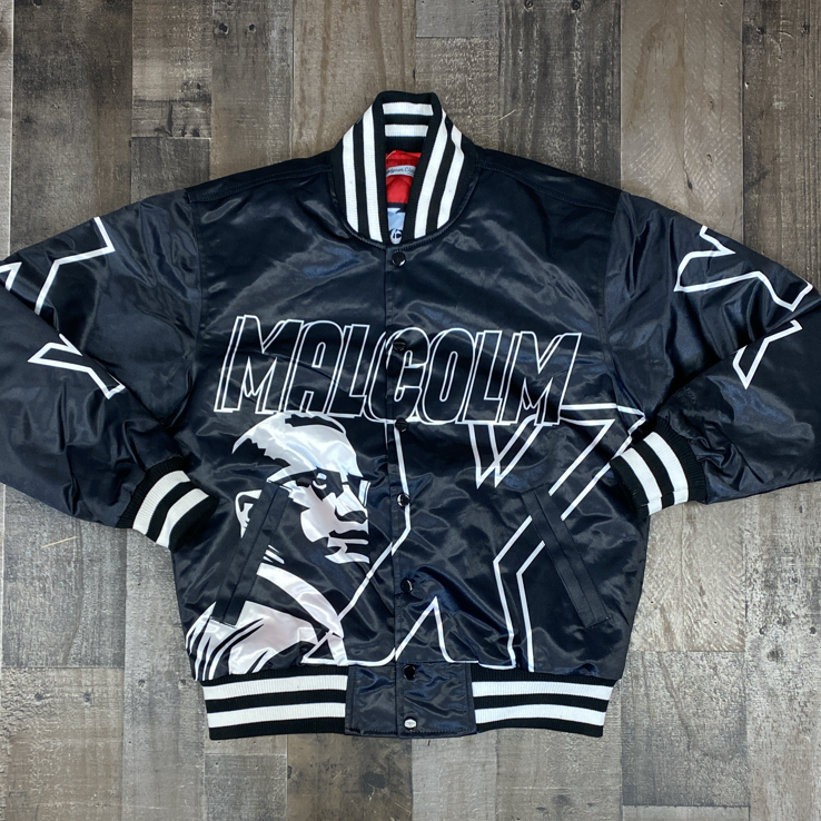 Headgear Classics- Malcolm X satin jacket (black/white)