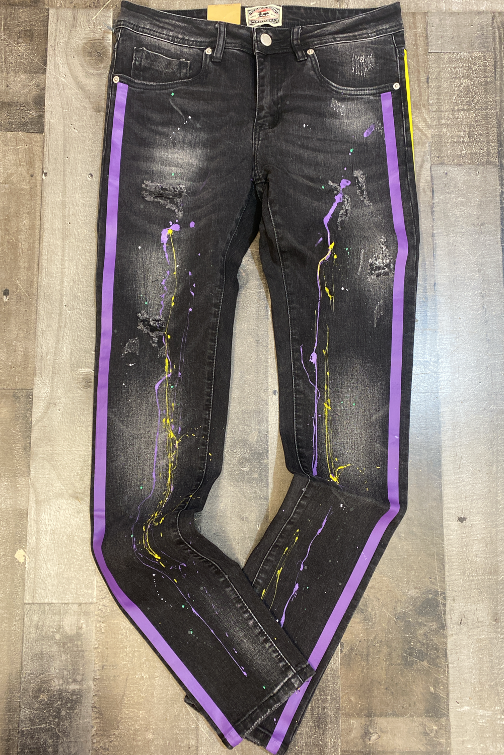 
                  
                    REELISTIKNYC- trenton black w purple/yellow stripes
                  
                