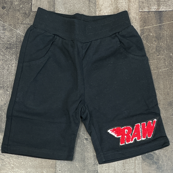 Rawyalty- raw chenille patch shorts (black/red) (kids)