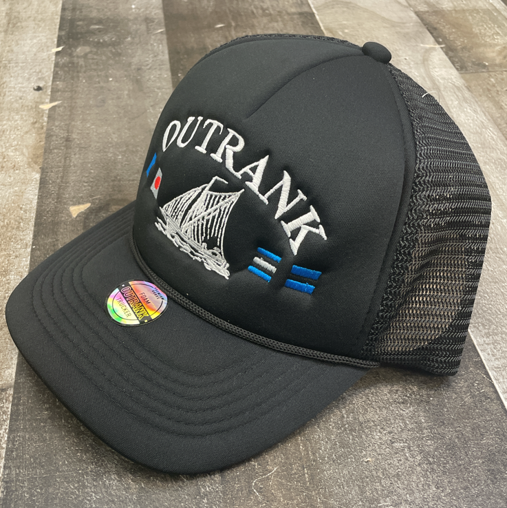 Outrank - we live by our own rules trucker hat