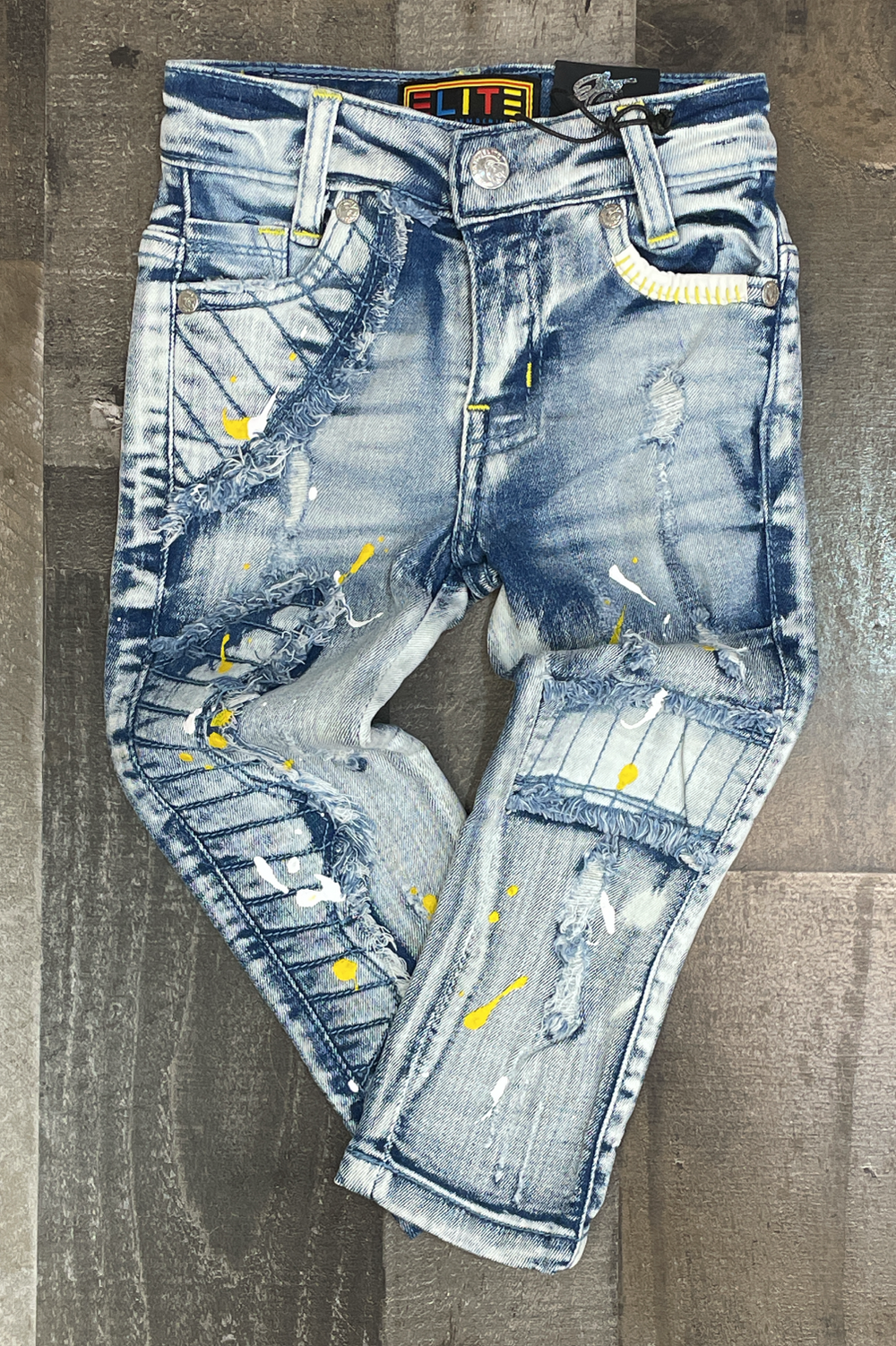 Elite- paint splatter blue jeans (light)(kids)
