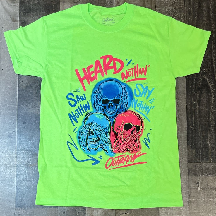 Outrank- saw nothin’ ss tee (neon green)
